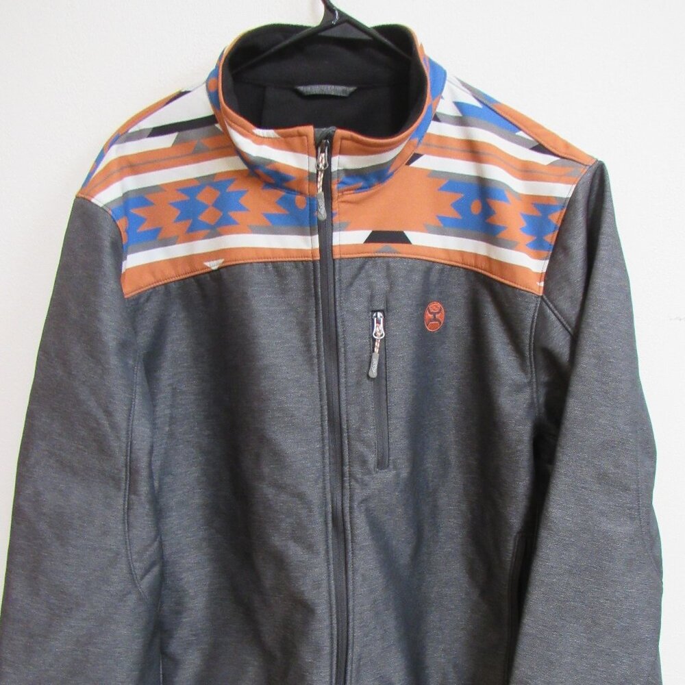 NWT Hooey Softshell‎ Jacket Aztec Print Charcoal Gray Full Zip 2XL